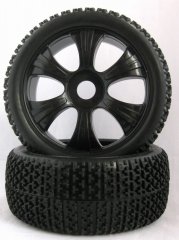 1/8 Buggy tires 6 spoke wheel and T-Beam tire un-mounted 2pairs